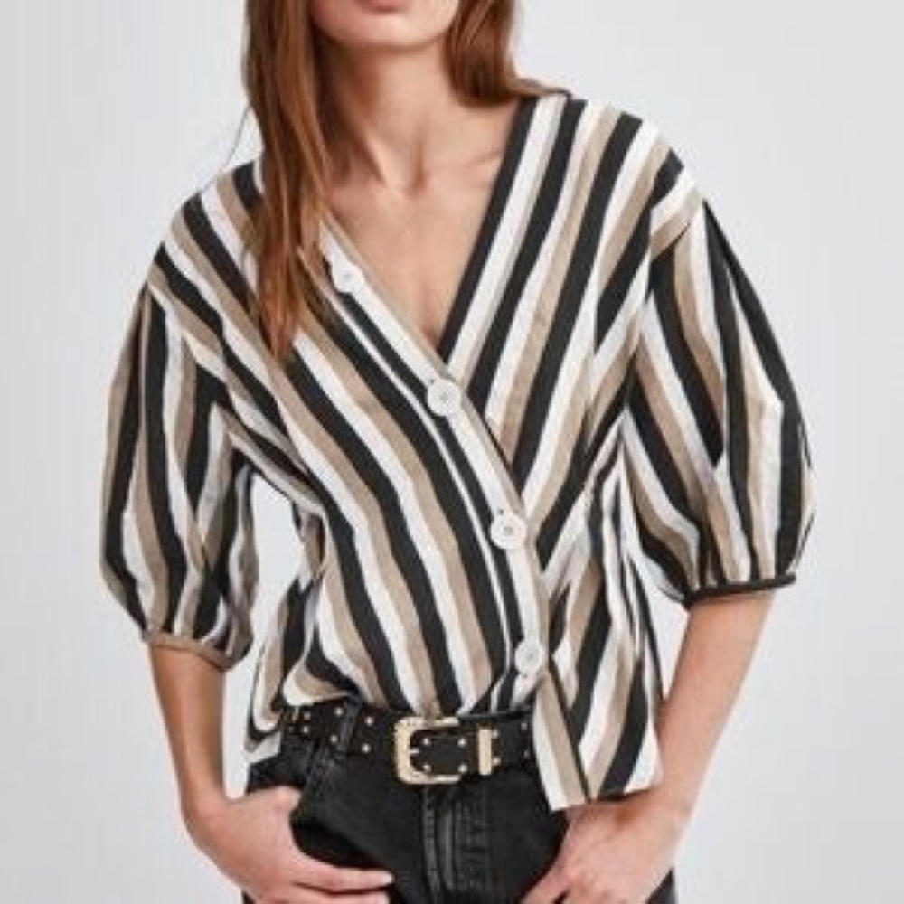 Zara TRF collection striped blouse